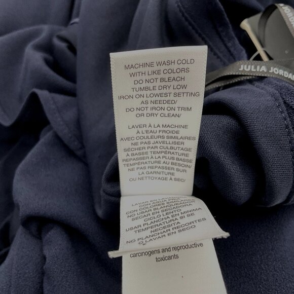 Julia Jordan Navy High Neck Flutter Sleeve Wide Leg Crepe Jumpsuit 14 NWT - Picture 8 of 9